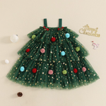 Citgeett Summer Christmas Girls Dress – Sleeveless Layered Tulle Dress with Hat (4–6 Years)