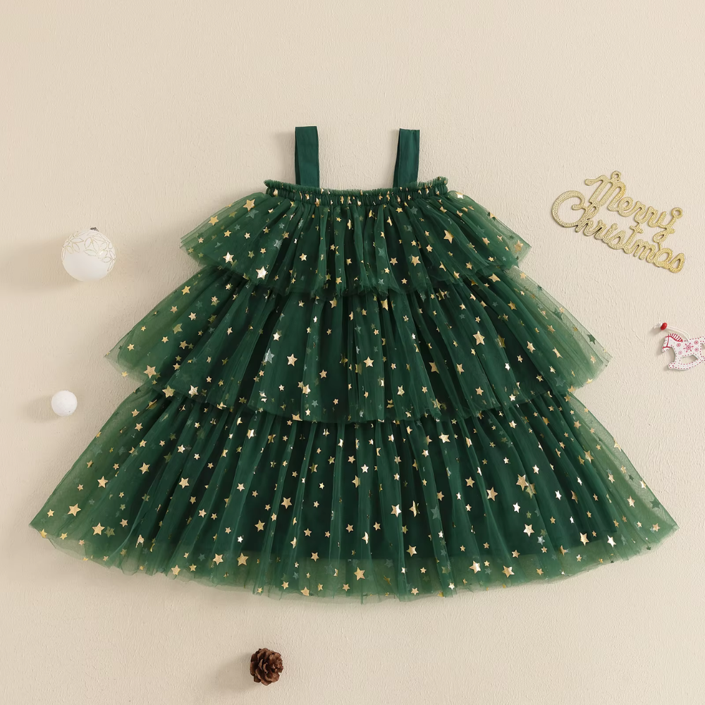 Citgeett Summer Christmas Girls Dress – Sleeveless Layered Tulle Dress with Hat (4–6 Years)