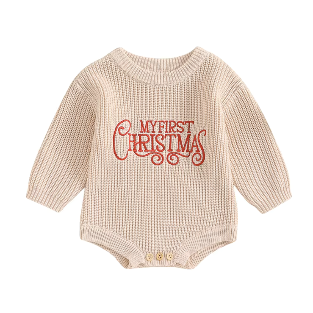 Newborn Baby Christmas Sweater Romper – Oversized Knitted Outfit for Boys & Girls (0–12 Months)