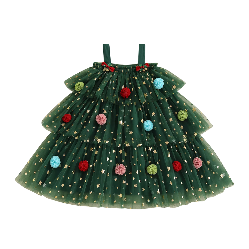 Citgeett Summer Christmas Girls Dress – Sleeveless Layered Tulle Dress with Hat (4–6 Years)
