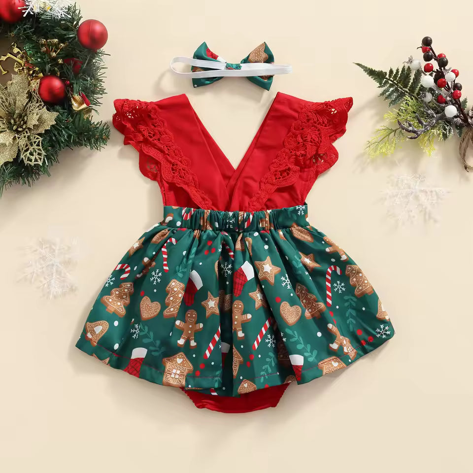 Christmas Cookie Baby Romper – Soft Cotton Holiday Outfit for Infants (0–24 Months)