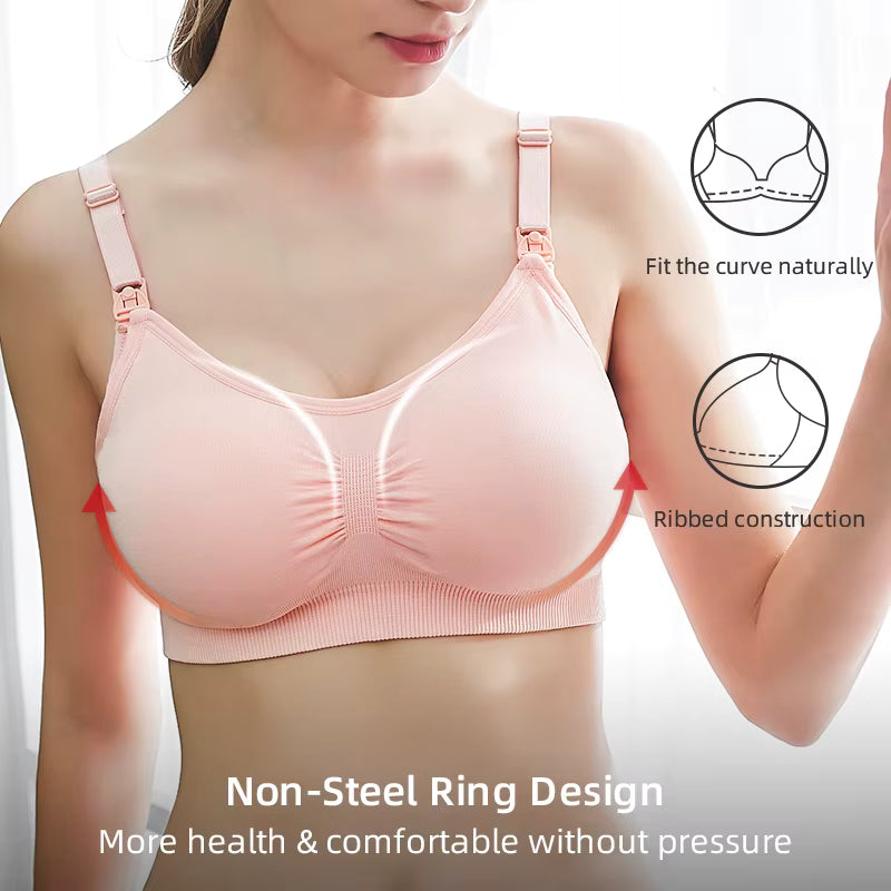 High Quality Seamless Nursing Bra – Breathable Maternity Breastfeeding Bra Plus Size Push-Up (Wire-Free, Adjustable Straps)