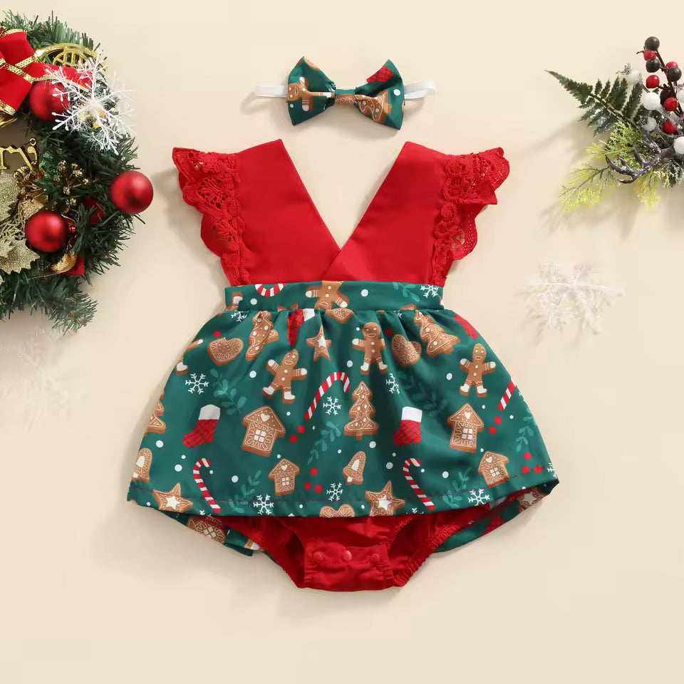 Christmas Cookie Baby Romper – Soft Cotton Holiday Outfit for Infants (0–24 Months)