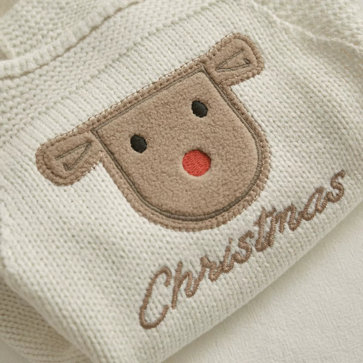 Christmas Baby Romper – Sleeveless Knit Overall with Santa & Tree Embroidery | Unisex Newborn to 18M