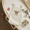 Christmas Baby Romper – Sleeveless Knit Overall with Santa & Tree Embroidery | Unisex Newborn to 18M