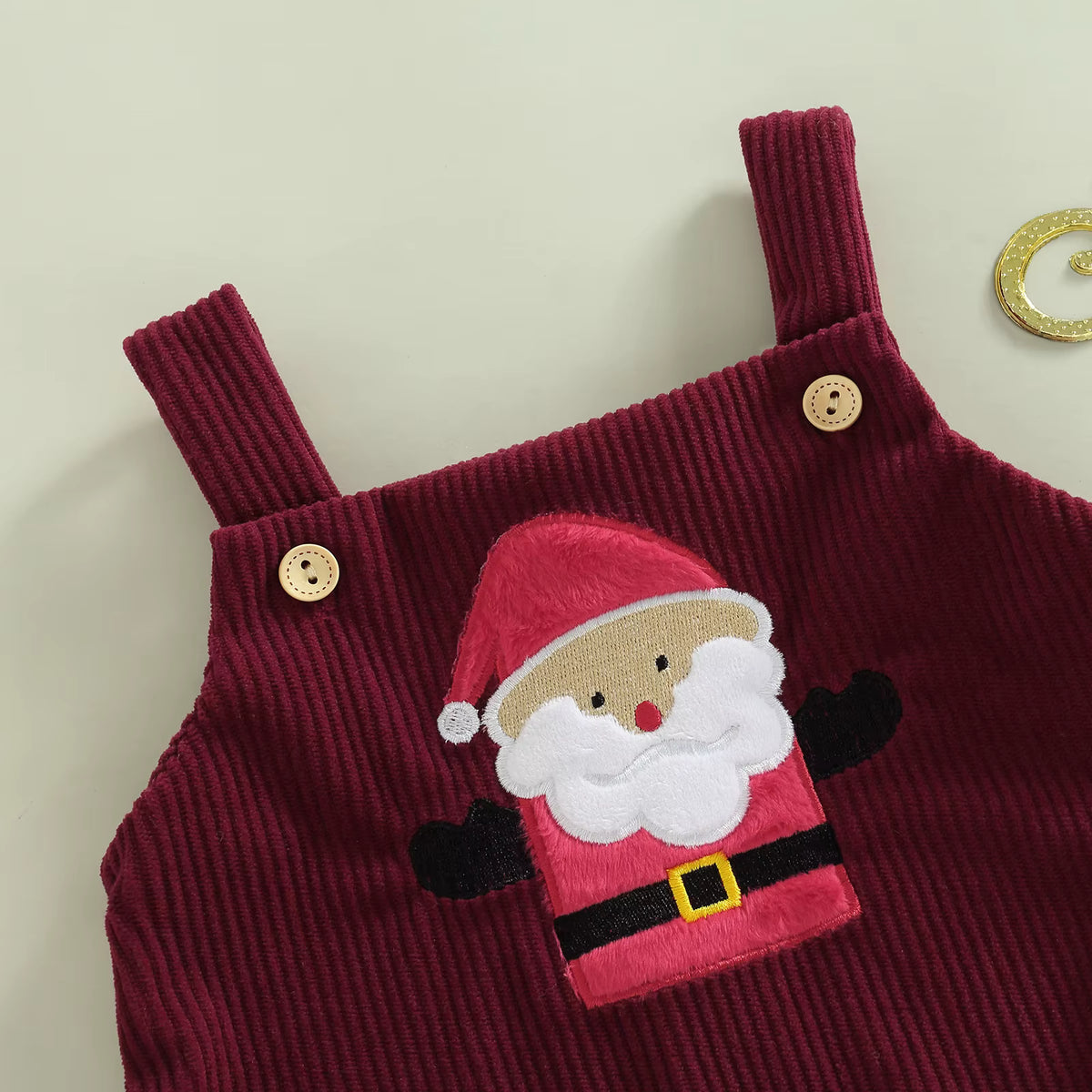 Christmas Baby Romper – Corduroy Deer & Santa Jumpsuit | Unisex Infant Holiday Outfit (0–18M)