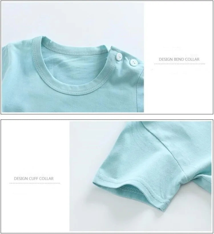 Cotton Tees+Shorts 2-piece Tracksuit Set Kid Cartoon Zebra Dinosaur Print Summer Suit Children Boys Girls Baby 1-6 Years Clothes