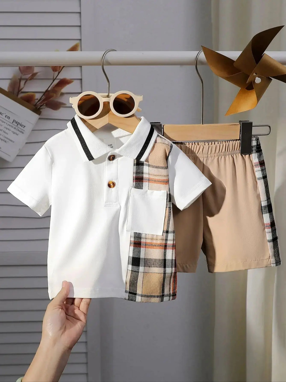 Infant Summer New Style Baby Boy’s Color-Block T-shirt and Shorts Fashion Leisure 2-Piece Set