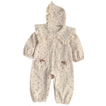 Floral Lace Hooded Romper for Baby Girls – Korean Style Cotton Onesie (1–3 Years)