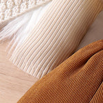 2PCS Autumn New Style For 0-1 Year Old Girls, Comfortable Simple And Fashionable Long-Sleeved Suit + Coffee Strap Skirt