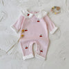Autumn Baby Girl Romper – Cherry Embroidery Long Sleeve Jumpsuit (0–24 Months)
