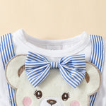 Cartoon Bear Embroidered Baby Romper Set – Summer Jumpsuit & Headband Outfit for Girls (0–18 Months)