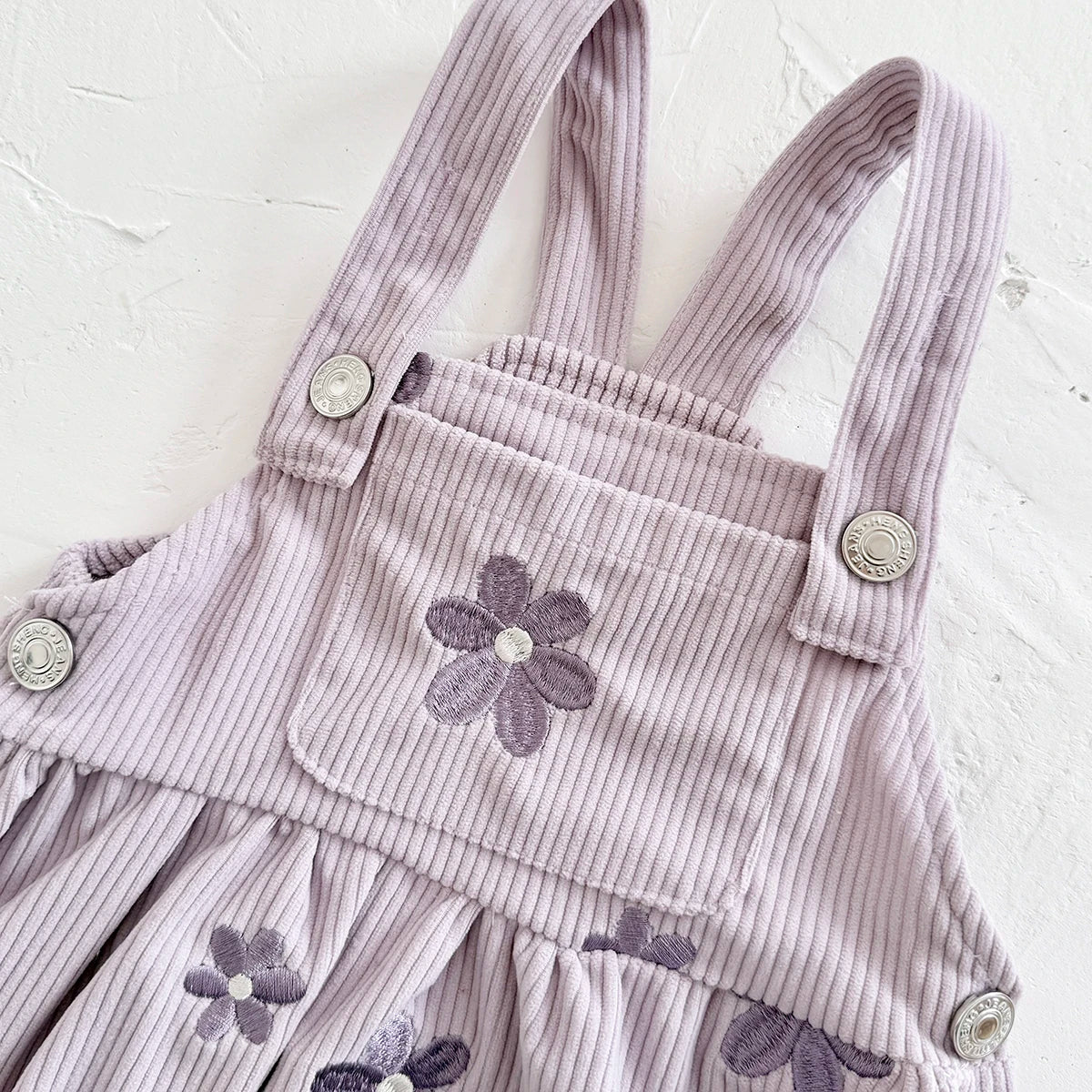 Baby Girl Denim Embroidered Dress – Floral Strap Skirt One-Piece Summer Outfit (1–2 Years)