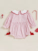 Christmas Baby Romper – Long Sleeve Bubble Bodysuit with Santa Embroidery & Doll Collar | Newborn Winter Outfit