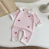 Autumn Baby Girl Romper – Cherry Embroidery Long Sleeve Jumpsuit (0–24 Months)