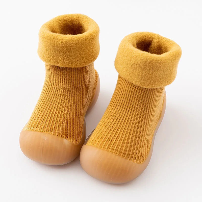 Baby Autumn Winter Fleece Thickened Soft Soled Non Slip Casual Shoes Boys Girls Pure Cotton Socks Shoes Kids Simple Casual Shoes