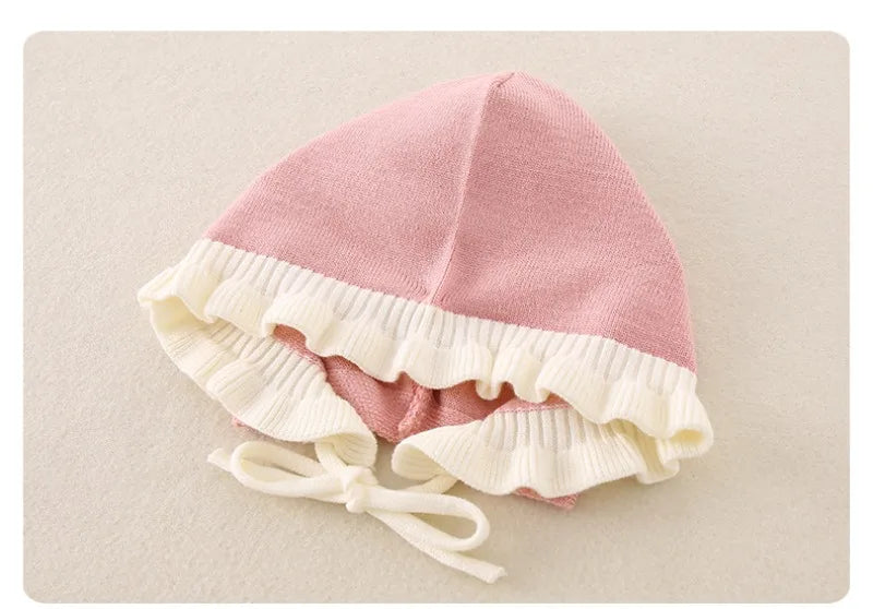 Knitted Patchwork Baby Romper with Hat – Embroidered Long Jumpsuit for Girls (1–3 Years)