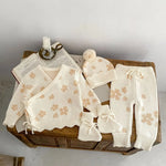 Floral Jacquard Knit Baby Set – 4PCS Autumn & Winter Outfit with Coat, Pants, Hat & Socks (1–3 Years)