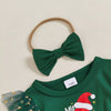 Christmas Baby Girl Bodysuit Dress Set – Letter Print & Star Mesh with Headband (0–12 Months)