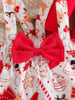 Christmas Baby Girl Outfit Set – Long Sleeve Romper, Suspender Jumpsuit, Bow Socks & Headband (0–12 Months)
