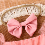 2PCS Summer Baby Girls 0-2 Years Old Baby Soft And Comfortable Net Color Two-Color Gauze Skirt Dress + Hijab