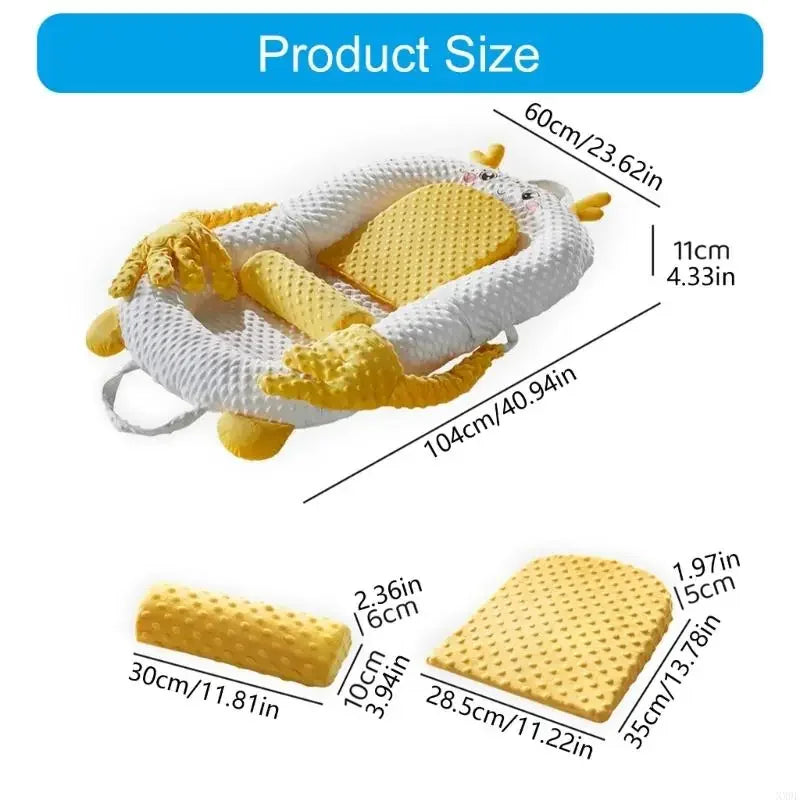 Portable Baby Sleeping Nest Lounger Cartoon Pattable Pacify Hand for Bedroom or Travel Easy to Clean and Maintain XX9F