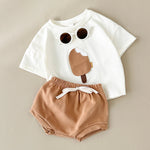 Newborn Summer Baby Children Clothing Set Boy Girl 2PCS Ice Cream Patch T-shirt+Triangle Shorts Cotton Infant Suit Kids 0-3Y