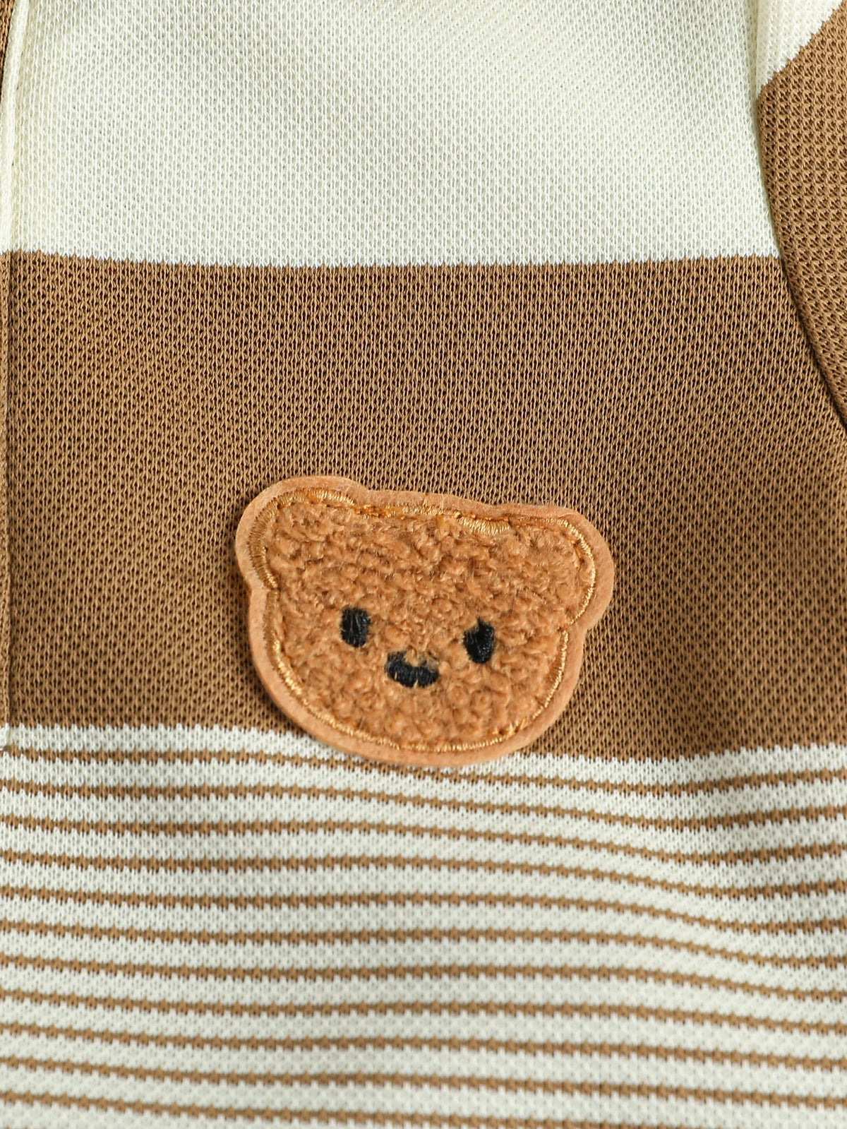 Children’s Summer New Arrival Boys’ Regular Striped Teddy Bear Short T-Shirt and Shorts Casual Sport Two-Piece Set