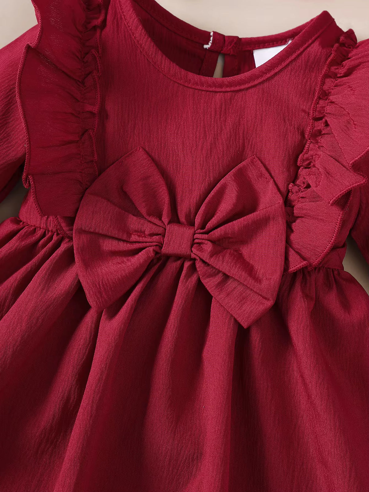 Baby Girl Autumn Ruffle Dress with Bow & Matching Headband – Long Sleeve Party Outfit (0–18 Months)
