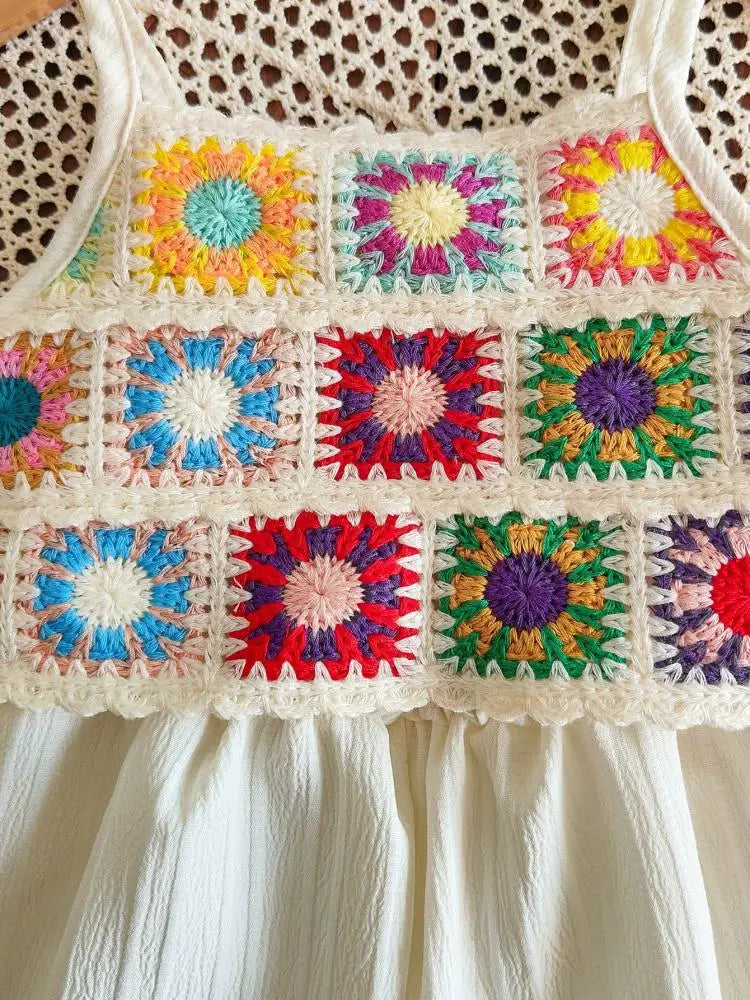 Summer Girls Romper Casual Daily Style Retro Colorful Floral Pattern Comfort Halter Sleeveless Romper Shorts Children's Clothing