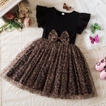Black Rose Flower Dress for Girls 3 to 8 Years Summer Casual Girl Clothes Ruffles Tulle Elegant Princess Birthday Party Dress