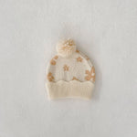 Floral Jacquard Knit Baby Set – 4PCS Autumn & Winter Outfit with Coat, Pants, Hat & Socks (1–3 Years)
