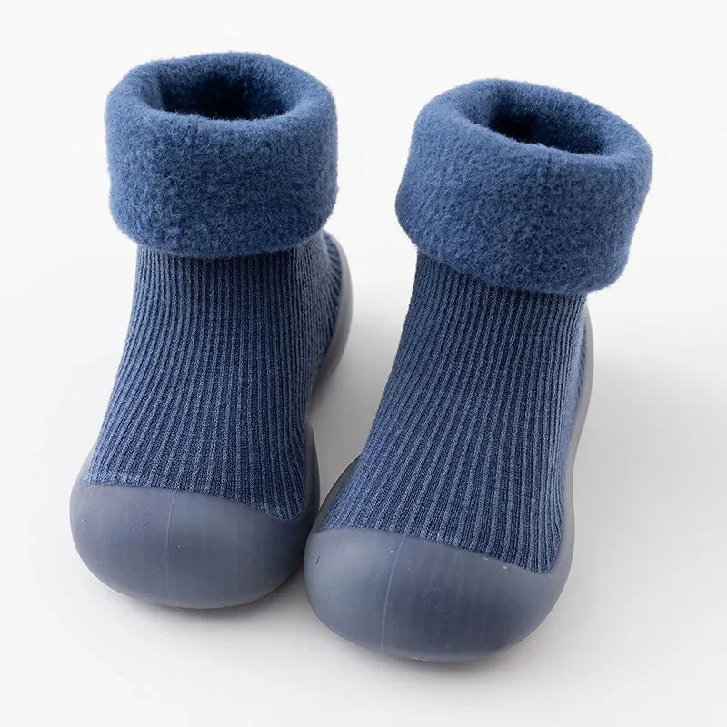 Baby Autumn Winter Fleece Thickened Soft Soled Non Slip Casual Shoes Boys Girls Pure Cotton Socks Shoes Kids Simple Casual Shoes