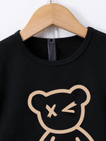 Summer Boy Cartoon Bear Children's 2-piece Set Round Neck T-shirt+Shorts Cool and Breathable
