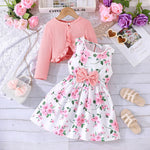 Kid Girl 2-8Years old Long Sleeve Coat Floral Princess Dresses Outfit Toddler Infant Clothing Set Fashion Kids Wear