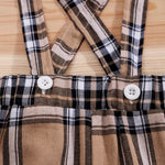 2PCS IURNXB Baby Clothes Sets Short Sleeve Boys Infant Plaid Bear Bodysuit+Suspenders Trousers Set Overall Newborn Outfits 1-18M