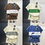Children's Top and Bottom Clothes Set Short-sleeved Suit Striped Girls Boys T-shirt Summer Children's Clothing Loungewear Outfit