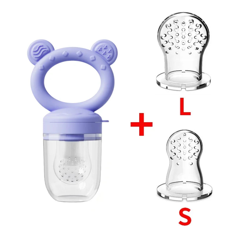 Baby Fruit Food Feeder & Mini Freezer Nibble Tray with Lid Breastmilk Popsicle Molds Silicone Infant Self Feeding Food Pacifier