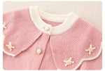 Knitted Patchwork Baby Romper with Hat – Embroidered Long Jumpsuit for Girls (1–3 Years)