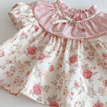 Floral Muslin Baby Girl Summer Set – 2PCS T-Shirt & Shorts Outfit with Bow Detail (0–12 Months)