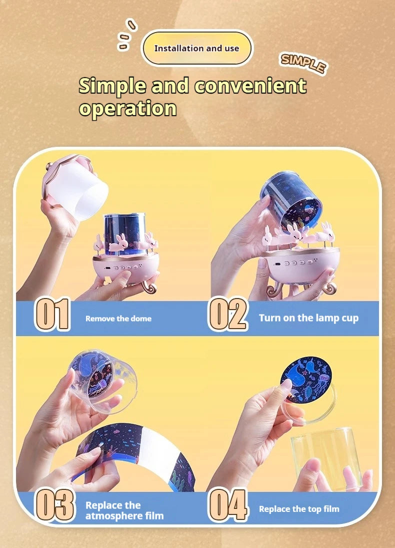 Kids Star Projector Night Light with 12 Films, Bluetooth Music and Rechargeable LED Lamp