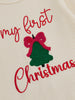 Christmas Baby Girl Romper with Headband – Embroidered Long Sleeve Waffle Jumpsuit (0–12 Months)