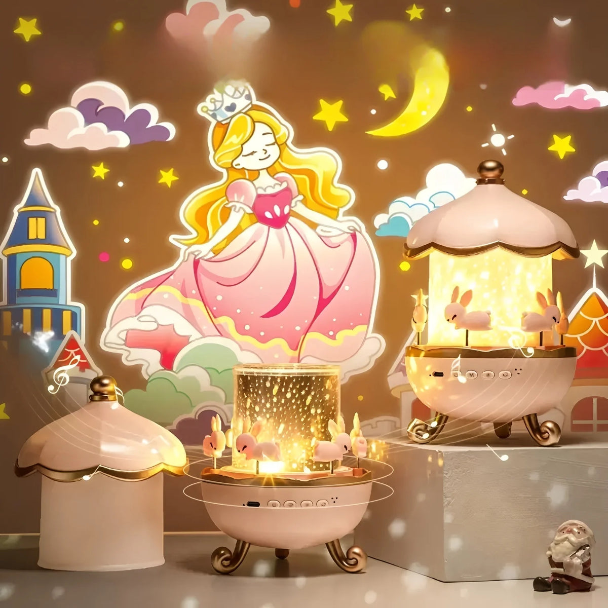 Kids Star Projector Night Light with 12 Films, Bluetooth Music and Rechargeable LED Lamp