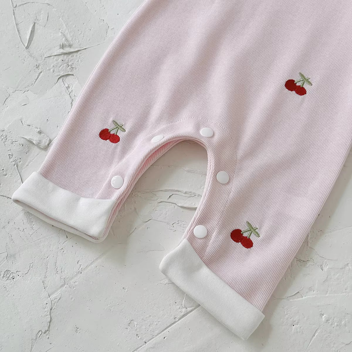 Autumn Baby Girl Romper – Cherry Embroidery Long Sleeve Jumpsuit (0–24 Months)