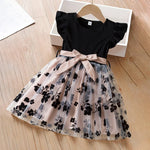 Black Rose Flower Dress for Girls 3 to 8 Years Summer Casual Girl Clothes Ruffles Tulle Elegant Princess Birthday Party Dress