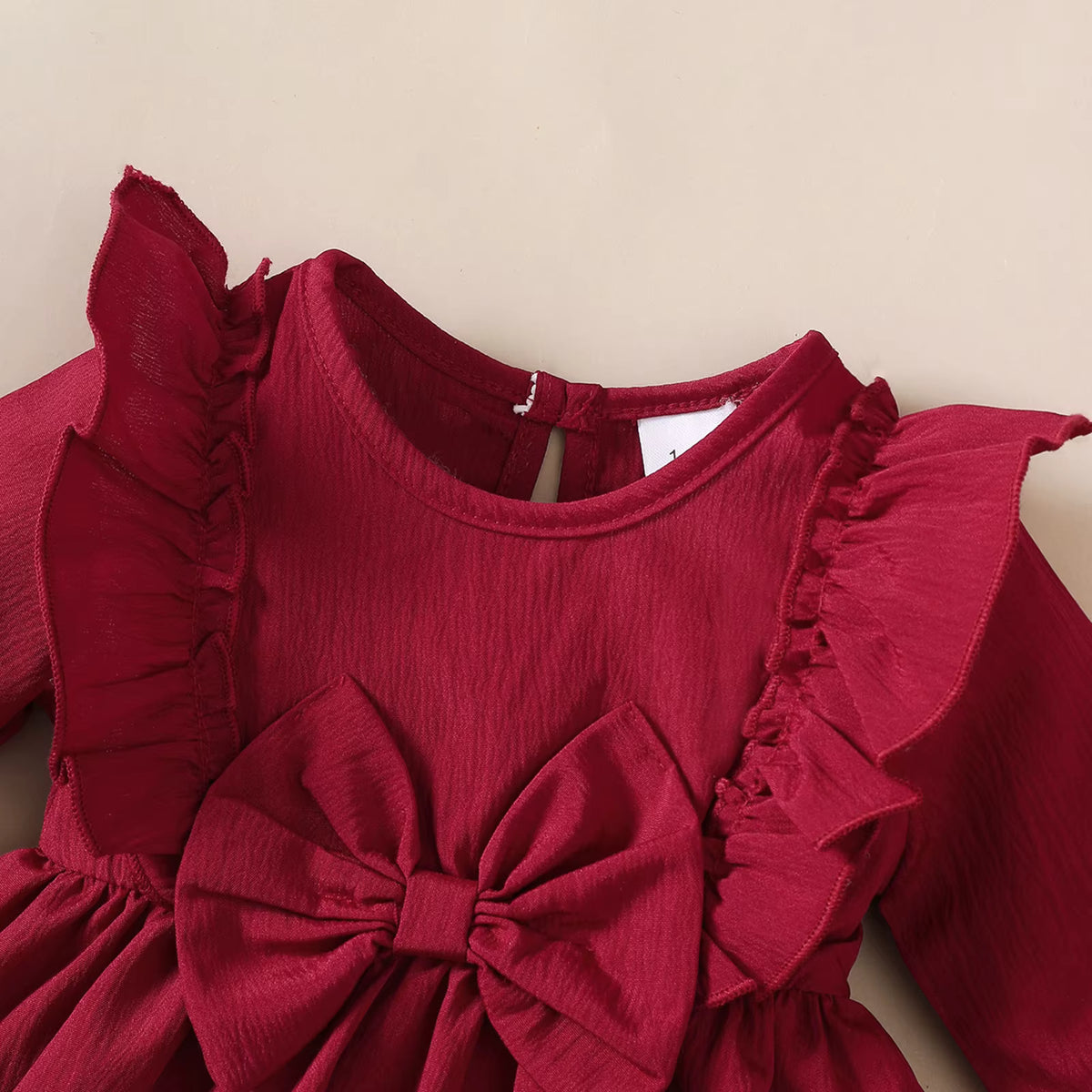 Baby Girl Autumn Ruffle Dress with Bow & Matching Headband – Long Sleeve Party Outfit (0–18 Months)