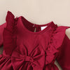 Baby Girl Autumn Ruffle Dress with Bow & Matching Headband – Long Sleeve Party Outfit (0–18 Months)