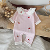 Autumn Baby Girl Romper – Cherry Embroidery Long Sleeve Jumpsuit (0–24 Months)