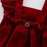 Christmas Velvet Baby Girl Romper – Sleeveless Ruffles Lace Jumpsuit (0–24 Months)