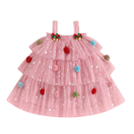 Citgeett Summer Christmas Girls Dress – Sleeveless Layered Tulle Dress with Hat (4–6 Years)